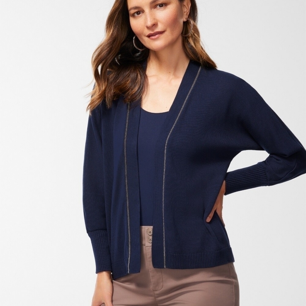 Chicos sz 4 navy blue Dolman cardigan sweater sz XXL